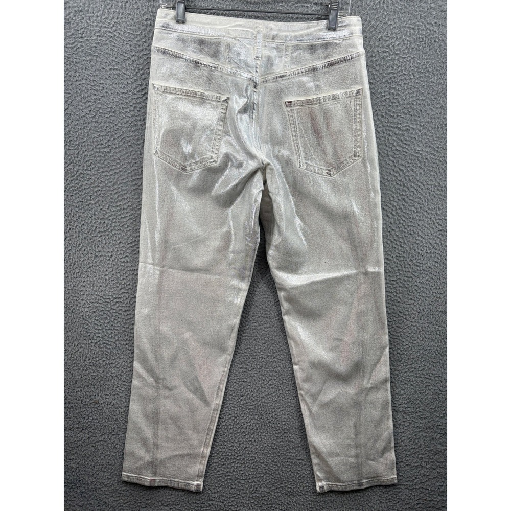 Pilcro Jeans Women 28 Silver Metallic High Rise Straight Leg Denim Pants - Picture 15 of 16